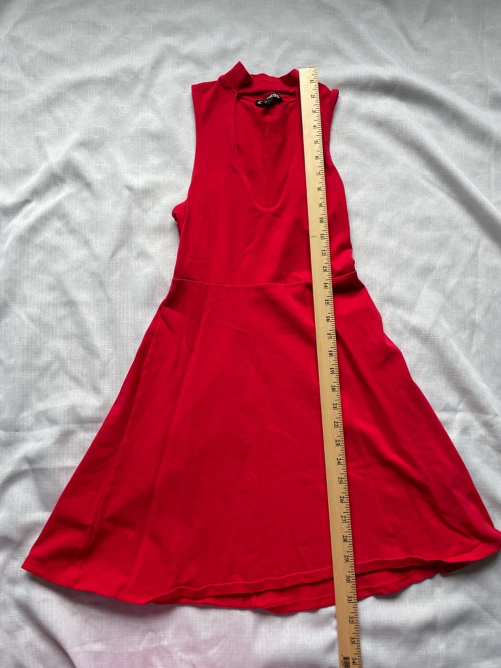 Express Red A-line Sleeveless Dress, With Choker Collar And V-neck Cutout, Sz Xs